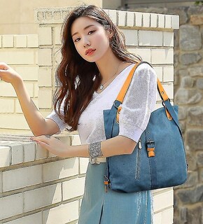 Foto 2 | Foto 2 | Bolso Huoguo Didabear De Lona Para Mujer Azul 35 Cm - Venta Internacional.