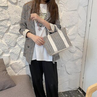 Foto 2 | Foto 2 | Bolso De Mano Huoguo Tejido En Paja Color En Contraste Casual Para Mujer - Venta Internacional.