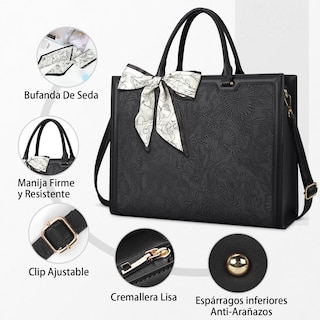 Foto 2 | Foto 2 | Bolsa De Cuero Para Laptop Mujer Eo Safe Imports Esi-21283 Negro