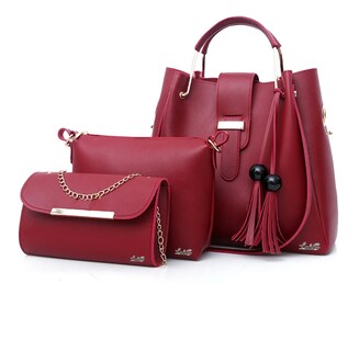 Foto 1 | Foto 1 | Set De Bolsas Lab.g Bandolera Mujer Cosmetiquera Cartera Rojo (bordo)