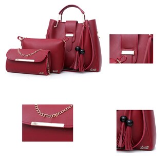 Foto 2 | Foto 2 | Set De Bolsas Lab.g Bandolera Mujer Cosmetiquera Cartera Rojo (bordo)