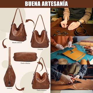 Foto 4 | Foto 4 | Set 2 Bolsas De Mano Bandolera Hombro Para Mujer + Cartera Eo Safe Imports Esi-21349 Marron
