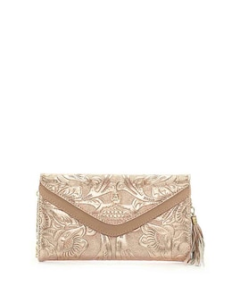 Foto 1 | Foto 1 | Bolso Clutch A Ángelozano Modelo Valentina Piel Grabada Tipo Cincelado Color Oro Rosado