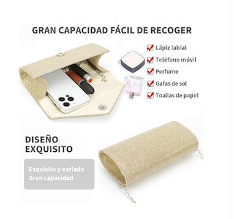 Foto 3 | Foto 3 | Bolso Dorado de Noche para Mujer