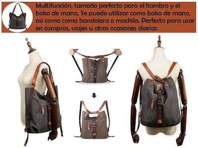 Foto 3 | Foto 3 | Bolso para Mujer de Lona Impermeable color Chocolate