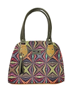 Foto 1 | Foto 1 | Bolsa Artesanal de Cuero Vegano y Yute Natural Multicolor