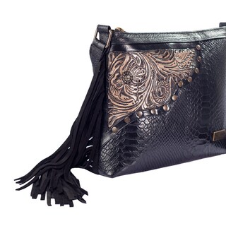 Foto 2 | Foto 2 | Bolso Crossbody Catalina A Ángelozano Negro Piel Cincelada A Mano Y Piel Exótica