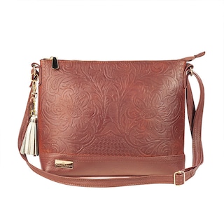Foto 1 | Foto 1 | Bolso Crossbody A Ángelozano Modelo Jazmín De Piel Grabada Tipo Cincelado Color Café