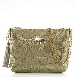 Foto 1 | Foto 1 | Bolso crossbody arena A Ángelozano piel grabada tipo cincelado color Dorado