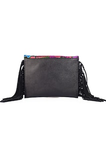 Foto 2 | Foto 2 | Bolso Tipo Crossbody A Ángelozano Aurora color Negro de Piel Vacuna con Telar Artesanal Barbas