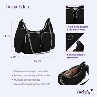 Foto 7 | Foto 7 | Bolsa Crossbody De Mujer Tipo Bandolera De Mano Luckyly Modelo Eden Negro