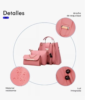 Foto 3 | Foto 3 | Set 3 Bolsas Bandolera Mujer Cosmetiquera Cartera Crossbody Color Rosa