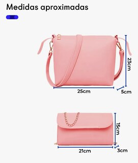 Foto 4 | Foto 4 | Set 3 Bolsas Bandolera Mujer Cosmetiquera Cartera Crossbody Color Rosa