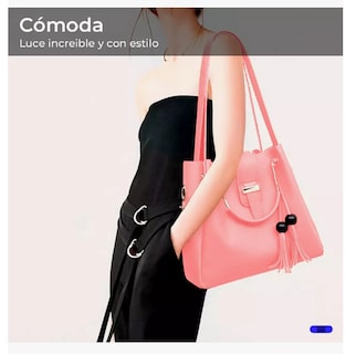 Foto 5 | Foto 5 | Set 3 Bolsas Bandolera Mujer Cosmetiquera Cartera Crossbody Color Rosa