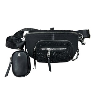 Foto 1 | Foto 1 | Bolsa Tipo Canguerea Negra Para Mujer Steve Madden, Elaborado Con Textiles Y Brillantes Decorativos