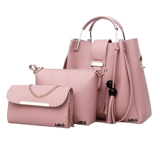 Foto 1 | Foto 1 | Set 3 Bolsas Mujer Lab.g Moda Dama Crossbody Cosmetiquera Correa Rosa