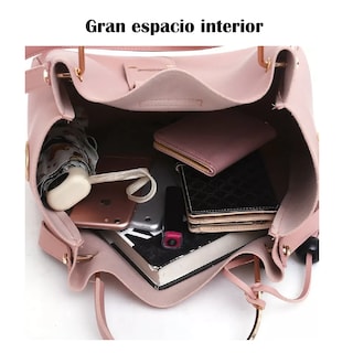 Foto 3 | Foto 3 | Set 3 Bolsas Mujer Lab.g Moda Dama Crossbody Cosmetiquera Correa Rosa