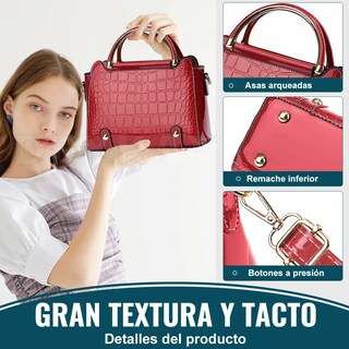 Foto 2 | Foto 2 | Bolsa Bandolera Lab.g Mujer Moda Cartera Crossbody Tote Hombro Rojo