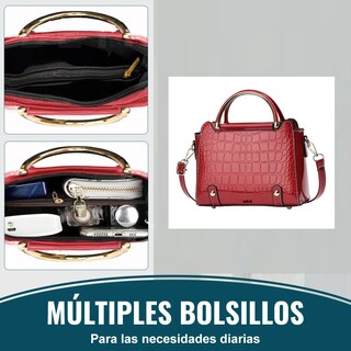 Foto 5 | Foto 5 | Bolsa Bandolera Lab.g Mujer Moda Cartera Crossbody Tote Hombro Rojo