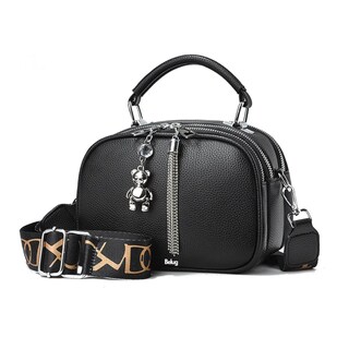 Foto 1 | Foto 1 | Bolso De Mujer De Varios Pisos Piel Belug, Negro