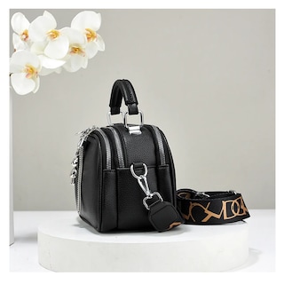 Foto 2 | Foto 2 | Bolso De Mujer De Varios Pisos Piel Belug, Negro
