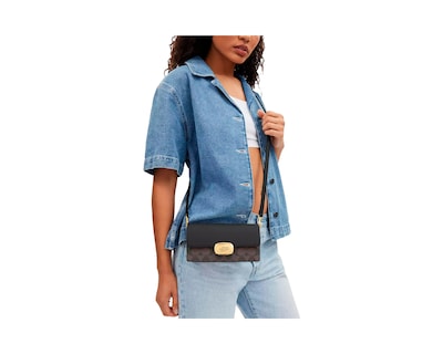Foto 4 | Foto 4 | Bolsa Coach Eliza Small Flap Crossbody Signature Canvas Cp044 Color Café