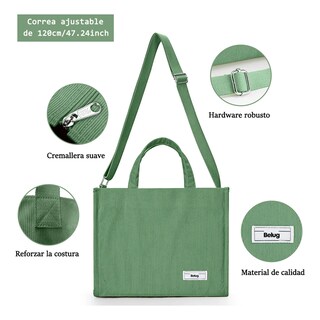 Foto 3 | Foto 3 | Bolso Belug De Moda Cercanías Para Mujer Bolso De Pana Casual Verde