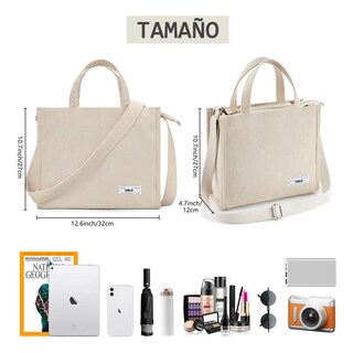 Foto 2 | Foto 2 | Bolso De Moda Lab.g Cercanías Para Mujer Bolso De Pana Casual Creamy White
