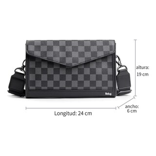 Foto 5 | Foto 5 | Bolsa Bandolera Belug Elegante De Pu A Cuadros Para Hombre Gris Negro Cuadritos