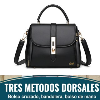Foto 5 | Foto 5 | Bolso Mano Mujer Gran Capacidad Remaches De Cuero Lab.g Negro