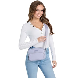 Foto 2 | Foto 2 | Bolsa Crossbody Guess Zinnia Top Zip Color Lila De Piel Sintética Saffiano