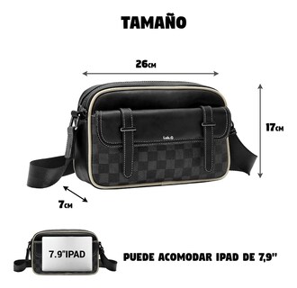 Foto 3 | Foto 3 | Bolso  Lab.g De Hombro A Cuadros Negro Caudros Linea Beige