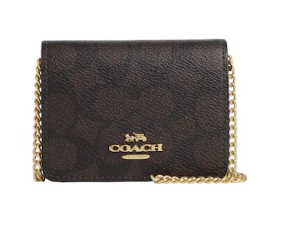 Foto 1 | Foto 1 | Cartera Coach Mini Wallet On A Chain Signature Canvas Cz278 Color Café