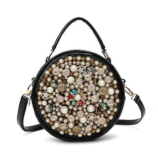 Foto 2 | Foto 2 | Bolso Huoguo Bolso Redondo Portátil De Perlas Con Cuentas Para Mujer - Venta Internacional.