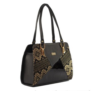 Foto 3 | Foto 3 | Bolso Tote A Ángelozano Modelo Salma Piel Charol Y Rebozo De Seda Color Negro