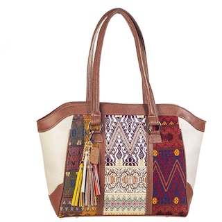 Foto 1 | Foto 1 | Bolso Tote A Ángelozano Modelo Maya De Piel Triple Telar Artesanal Color Oro Ligth