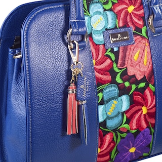 Foto 3 | Foto 3 | Bolso Tote A ÁNGELOZANO Camila color Azul de Piel con Telar Artesanal