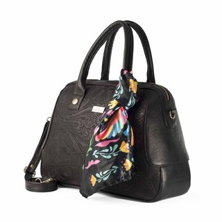Foto 3 | Foto 3 | Bolso Tote A Ángelozano Modelo Sugey Piel Grabada Con Mascada Color Negro