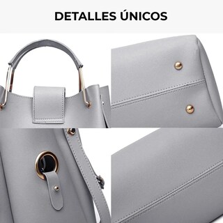 Foto 3 | Foto 3 | Bolsa Malubero color Gris para Mujer 3 Piezas