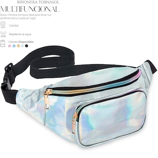 Foto 2 | Foto 2 | Bolsa Cangurera Casual Para Mujer Ligera Multifuncional Plateado
