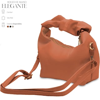 Foto 2 | Foto 2 | Bolso de Mano Tipo Piel Elegante Casual Marrón para Mujer