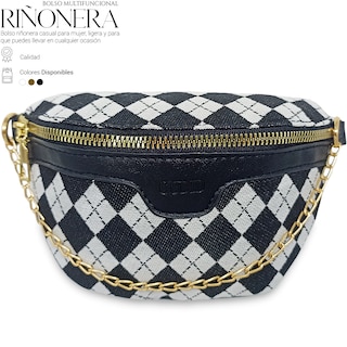 Foto 2 | Foto 2 | Bolso Bandolera De Un Hombro Shendy Vendy Con Cadena De Metal Para Mujer Rombo Negro