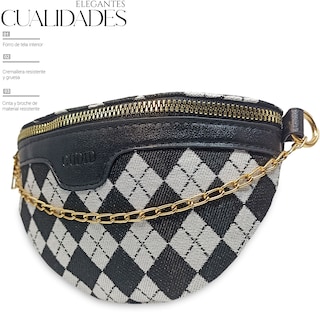 Foto 3 | Foto 3 | Bolso Bandolera De Un Hombro Shendy Vendy Con Cadena De Metal Para Mujer Rombo Negro
