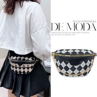 Foto 5 | Foto 5 | Bolso Bandolera De Un Hombro Shendy Vendy Con Cadena De Metal Para Mujer Rombo Negro