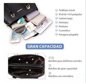 Foto 6 | Foto 6 | Bolsa Bandolera Generic de Cuero Negro para Mujer