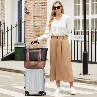 Foto 2 | Foto 2 | Weekender Bag Cluci Bolsa De Viaje De Piel Para Mujer, Color Beige Y Marrón - Venta Internacional.