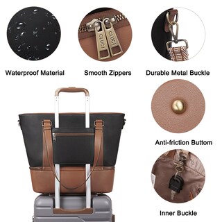 Foto 6 | Foto 6 | Weekender Bag Cluci Bolsa De Viaje De Piel Para Mujer, Color Beige Y Marrón - Venta Internacional.