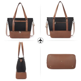 Foto 7 | Foto 7 | Weekender Bag Cluci Bolsa De Viaje De Piel Para Mujer, Color Beige Y Marrón - Venta Internacional.