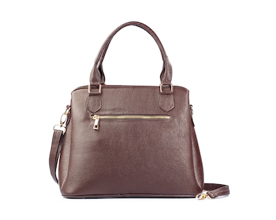 Foto 2 | Foto 2 | Bolso Satchel A Ángelozano De Piel Vacuna Con Grabado Tipo Cincelado, Color Café, Modelo Lourdes
