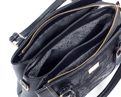 Foto 6 | Foto 6 | Bolso Satchel A Ángelozano De Piel Vacuna Con Grabado Tipo Cincelado, Color Negro, Modelo Lourdes